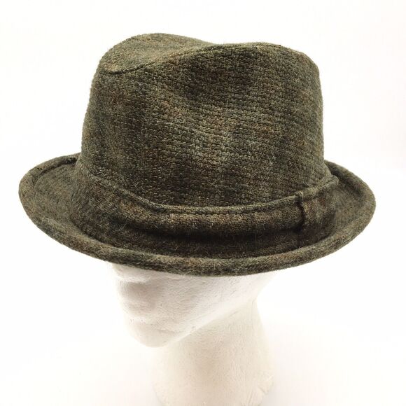 Vintage Fifth Avenue New York Flip It Wool Tweed Fedora Trilby Hat Brown Sz 7 - Picture 1 of 12